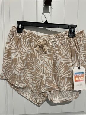 Cali 1850 Beige & White Tropical Print Lounge Women’s Large Shorts